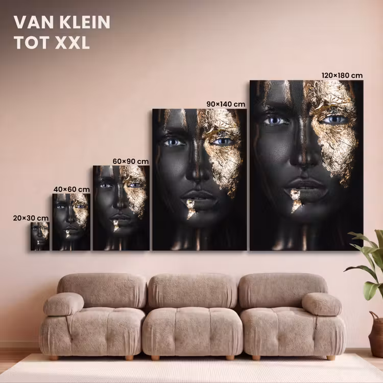 Canvas schilderij - Vrouw - Bladgoud - Black and Gold — 8