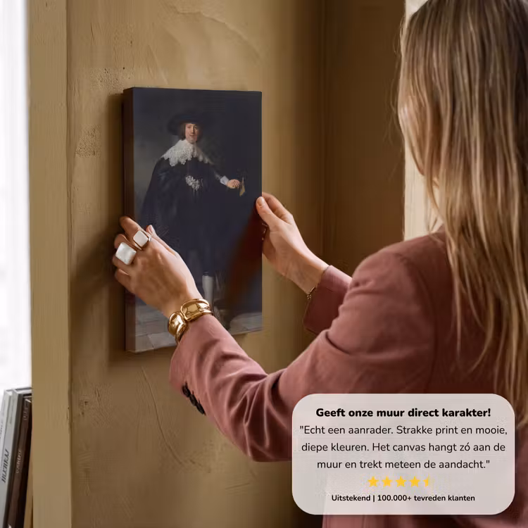 Canvas schilderij - Het huwelijksportret van Marten Soolmans - Rembrandt van Rijn — 3