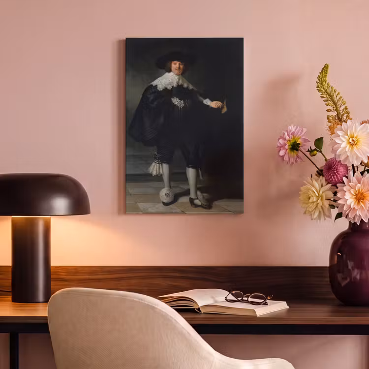 Canvas schilderij - Het huwelijksportret van Marten Soolmans - Rembrandt van Rijn — 6