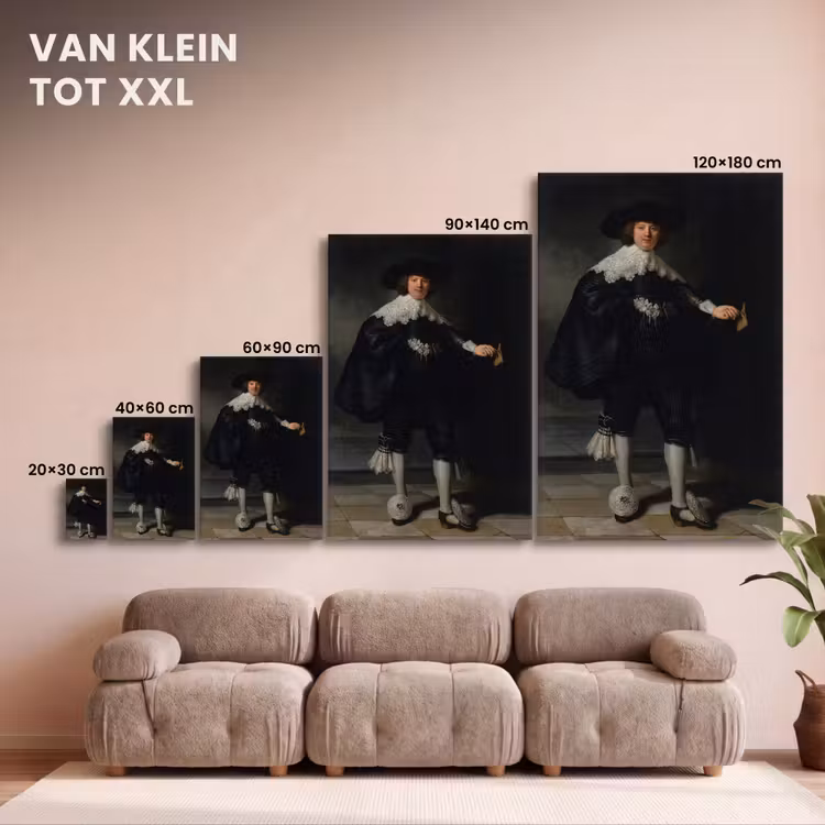 Canvas schilderij - Het huwelijksportret van Marten Soolmans - Rembrandt van Rijn — 8