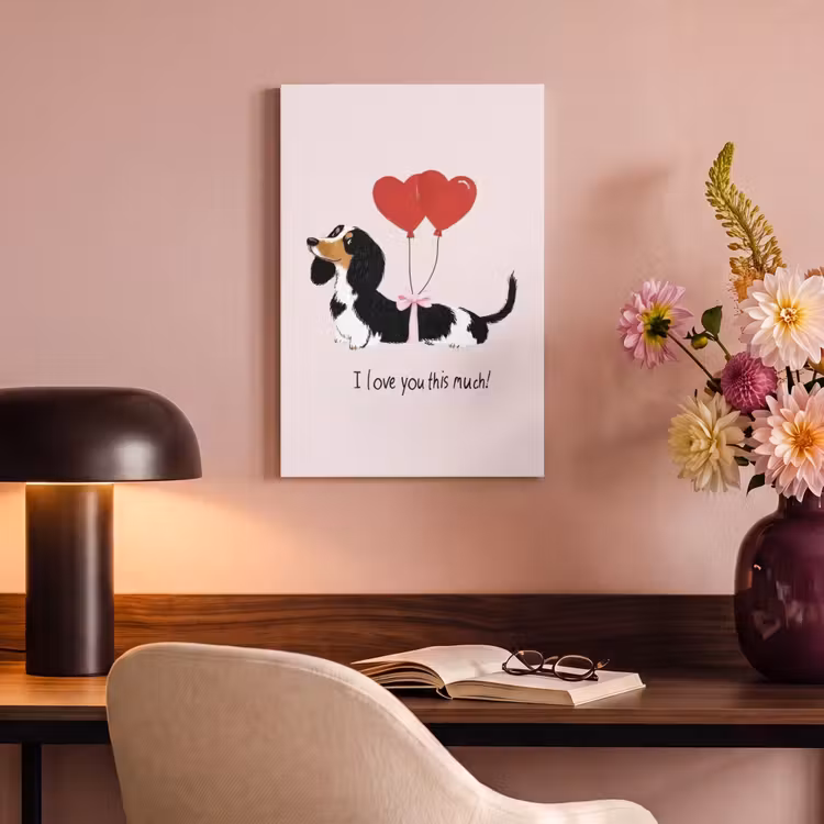 Canvas schilderij - Hond - Teckel - Valentijn - Love — 6