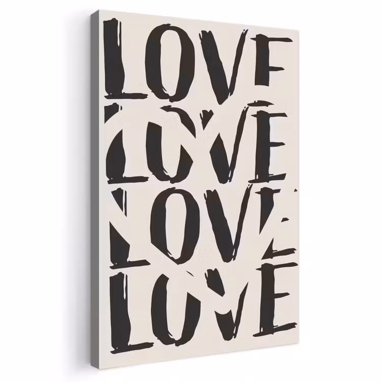 Canvas schilderij - Love - Hart - Beige — 1