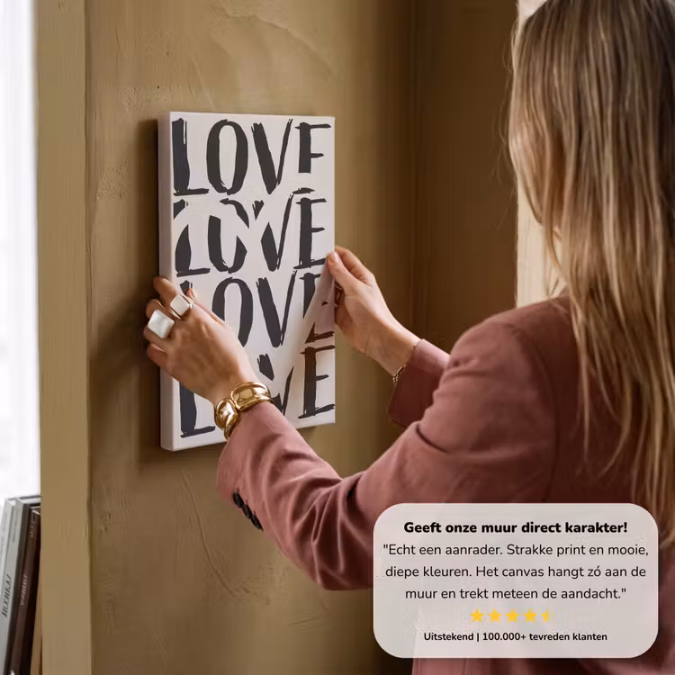 Canvas schilderij - Love - Hart - Beige — 3