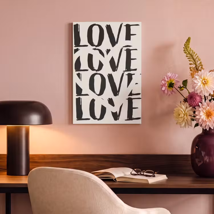 Canvas schilderij - Love - Hart - Beige — 6