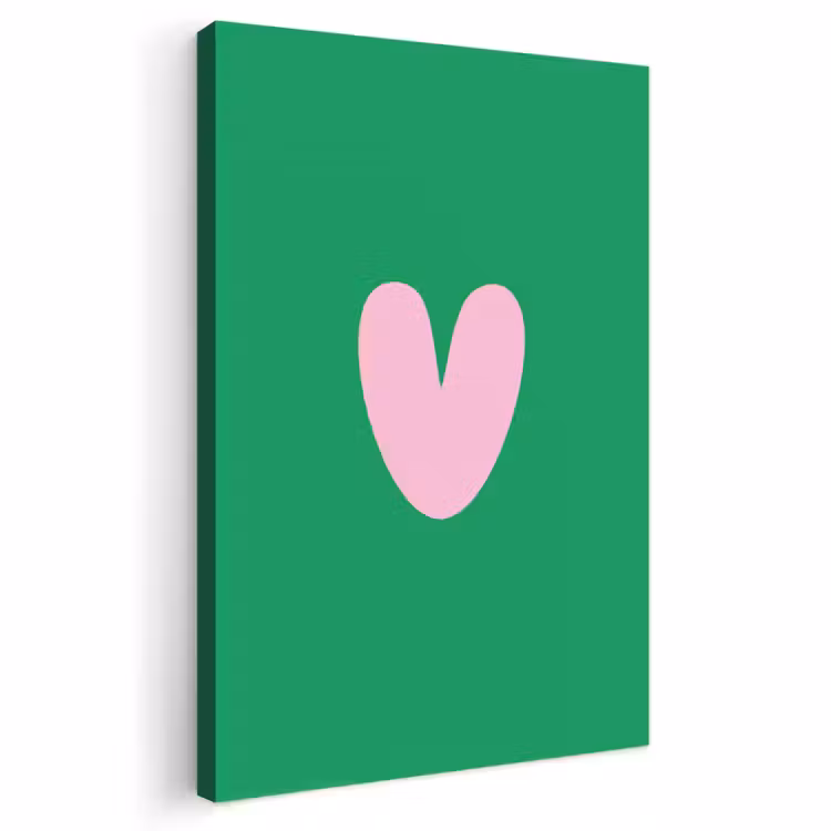 Canvas schilderij - Groen - Hart - Minimalistisch - Valentijn — 1