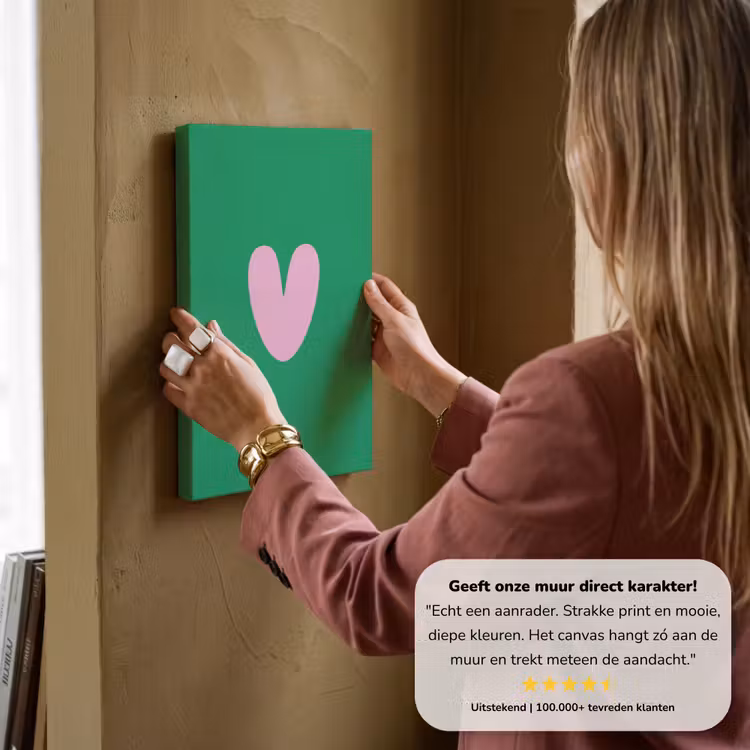 Canvas schilderij - Groen - Hart - Minimalistisch - Valentijn — 3