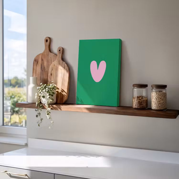 Canvas schilderij - Groen - Hart - Minimalistisch - Valentijn — 4