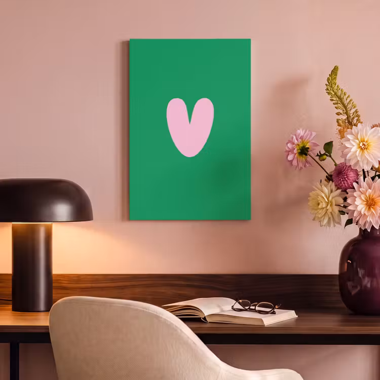 Canvas schilderij - Groen - Hart - Minimalistisch - Valentijn — 6