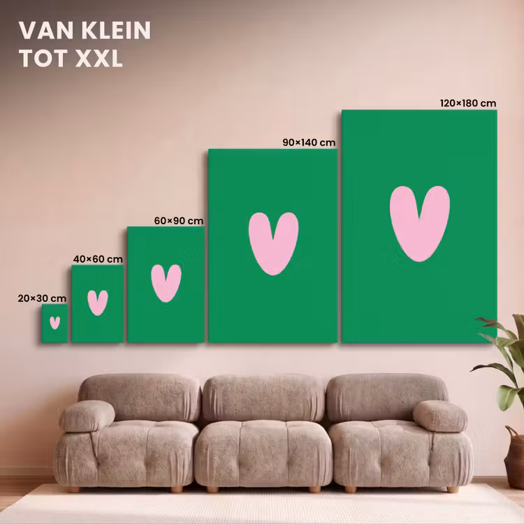 Canvas schilderij - Groen - Hart - Minimalistisch - Valentijn — 8