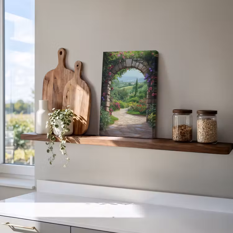 Canvas schilderij - Doorkijk - Landschap - Bloemen - Pad - Uitzicht — 4