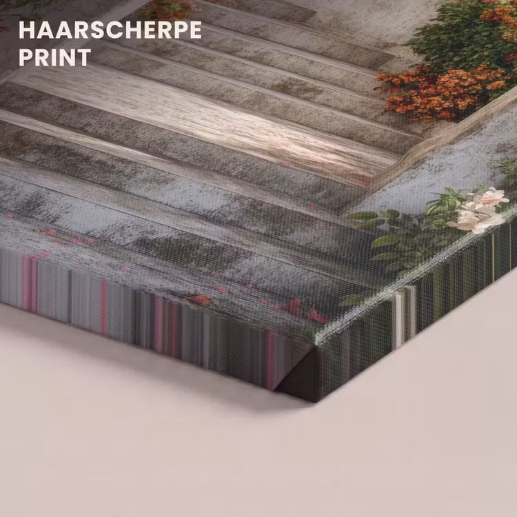 Canvas schilderij - Stenen Boog met Roze Bloemen — 5