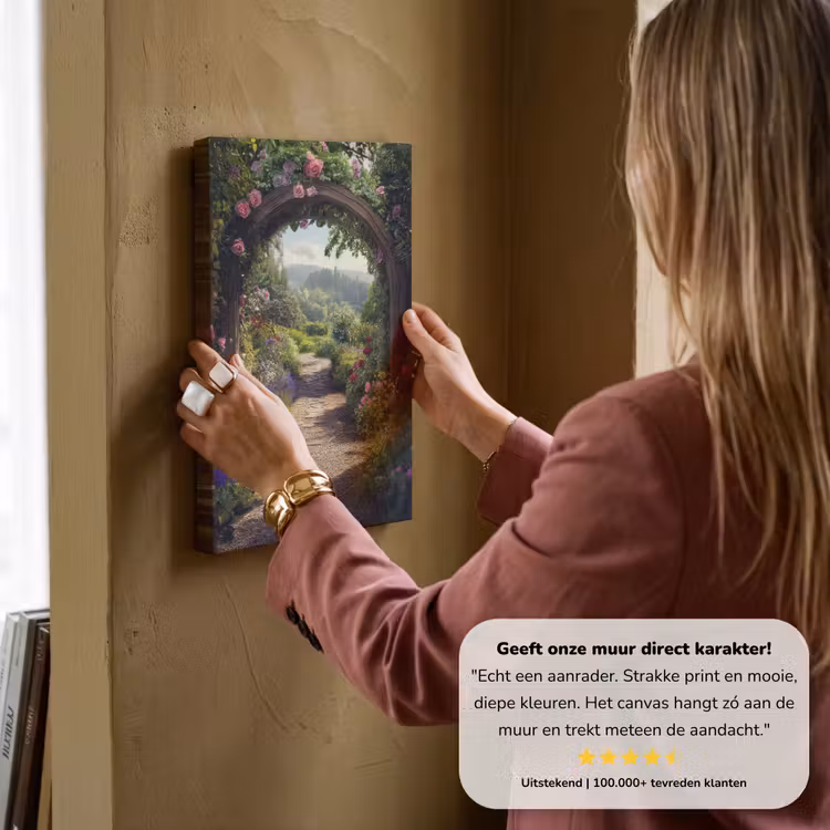 Canvas schilderij - Doorkijk - Landschap - Bloemen - Rozenboog - Natuur — 3
