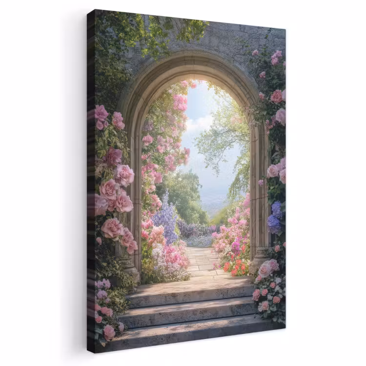 Canvas schilderij - Doorkijk - Rozen - Vintage - Bloemen — 1