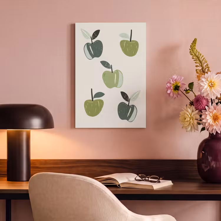 Canvas schilderij - Appels - Groen - Illustratie - Bladeren — 6