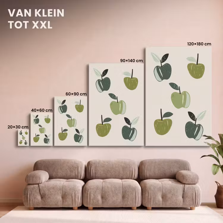 Canvas schilderij - Appels - Groen - Illustratie - Bladeren — 7