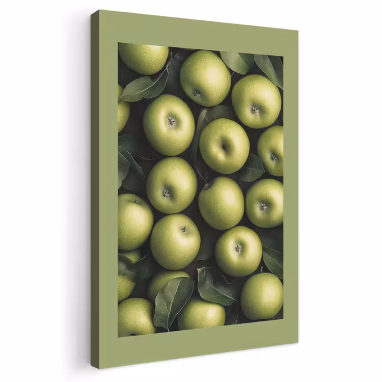 Canvas schilderij - Appels - Groen - bladeren — 1