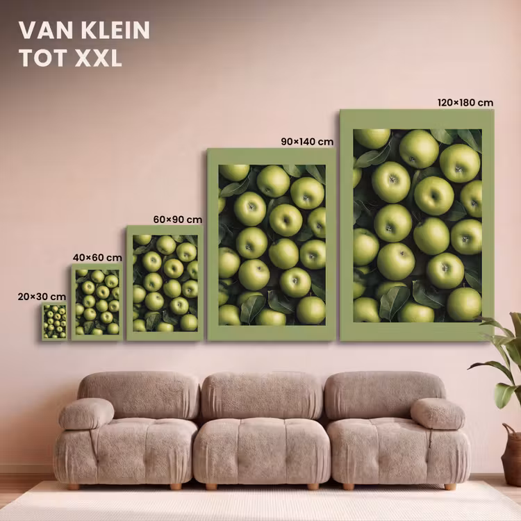 Canvas schilderij - Appels - Groen - bladeren — 7