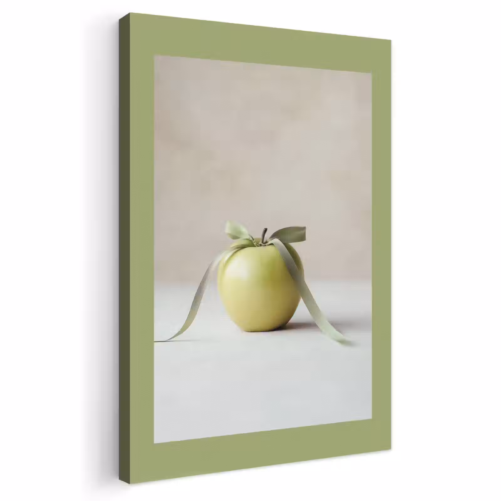 Canvas schilderij - Groen - Appel - Strikje — 1