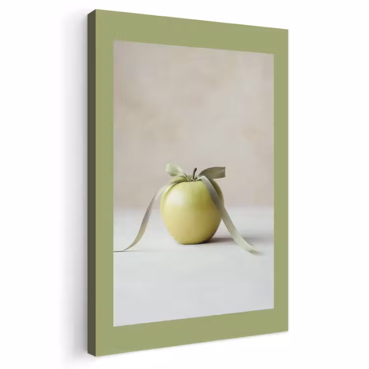 Canvas schilderij - Groen - Appel - Strikje — 1