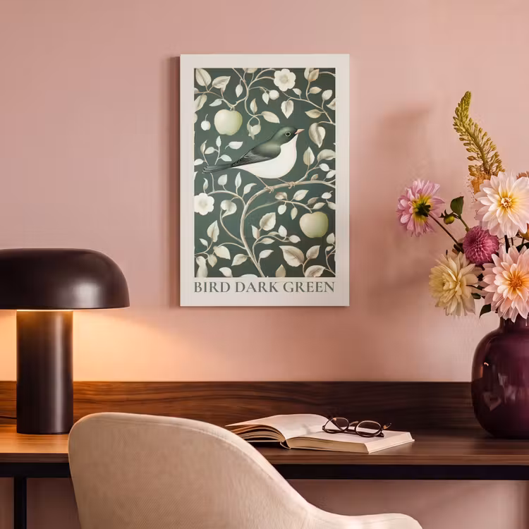 Canvas schilderij - Groen - Vogel - Bloemen — 6