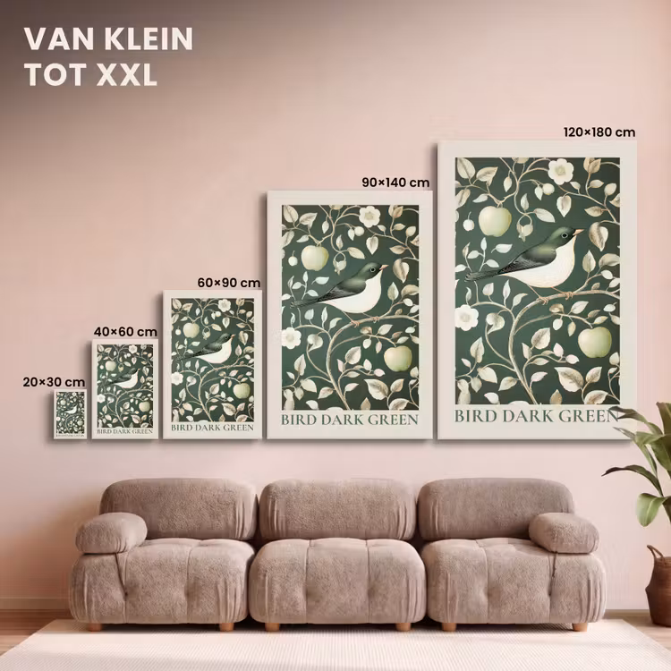 Canvas schilderij - Groen - Vogel - Bloemen — 7