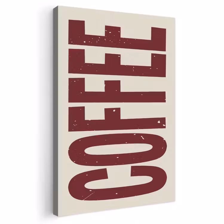 Canvas schilderij - Koffie -Japandi - Rood - Vintage — 1