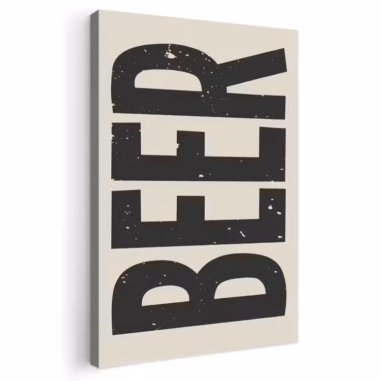Canvas schilderij - Beer - Vintage - Zwart - Beige — 1