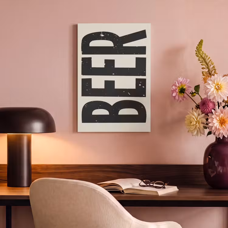 Canvas schilderij - Beer - Vintage - Zwart - Beige — 6
