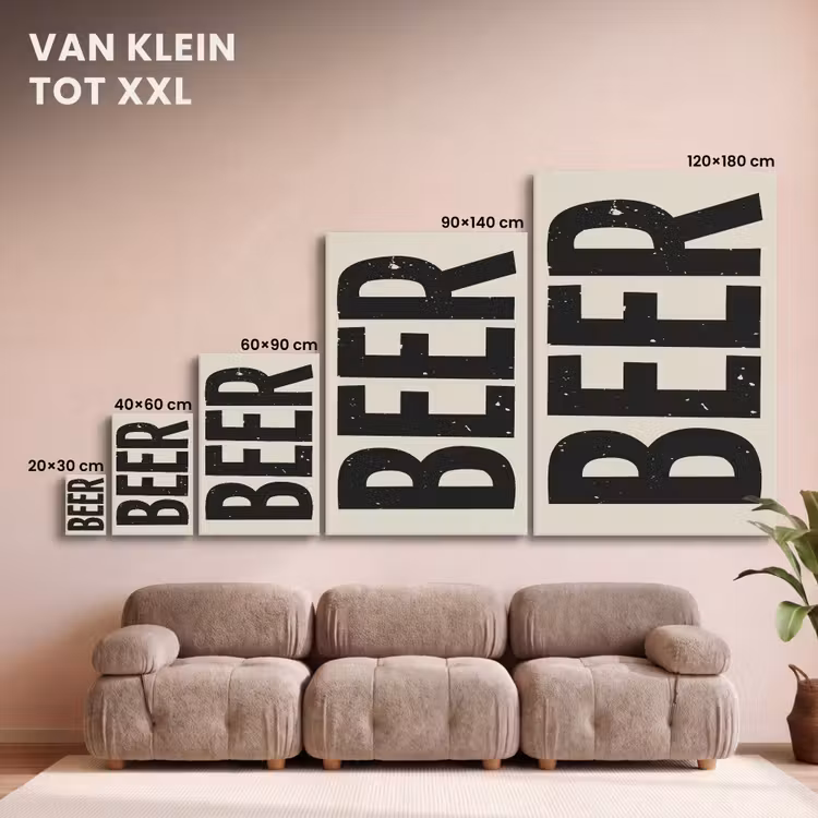 Canvas schilderij - Beer - Vintage - Zwart - Beige — 7