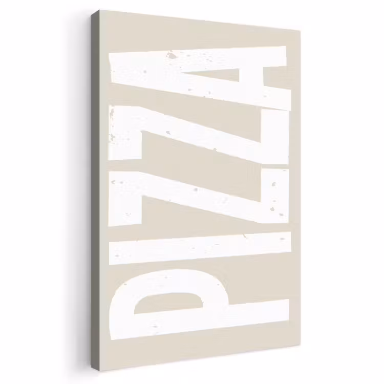Canvas schilderij - Pizza - Decoratie - Japandi - Wit — 1