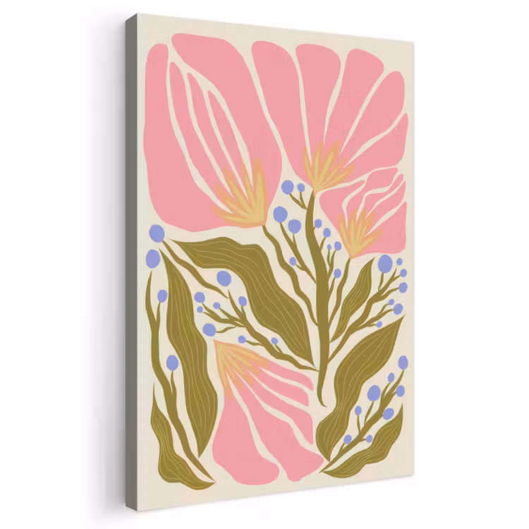 Canvas schilderij - Abstracte Roze Bloemen — 1