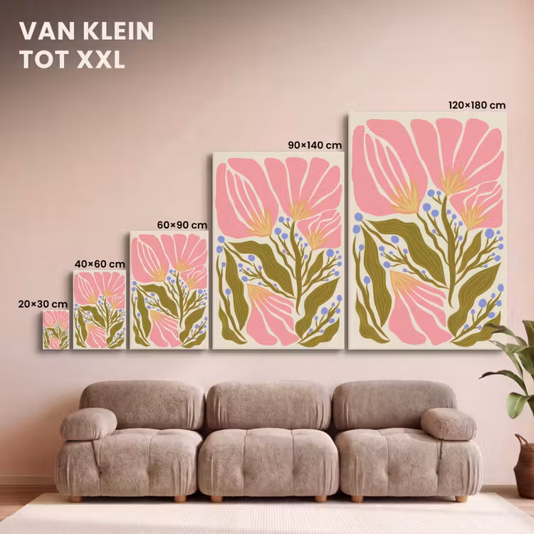 Canvas schilderij - Abstracte Roze Bloemen — 8