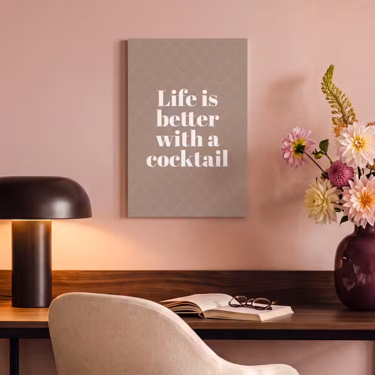 Canvas schilderij - Cocktail - Tekst - Patroon - Wit — 6