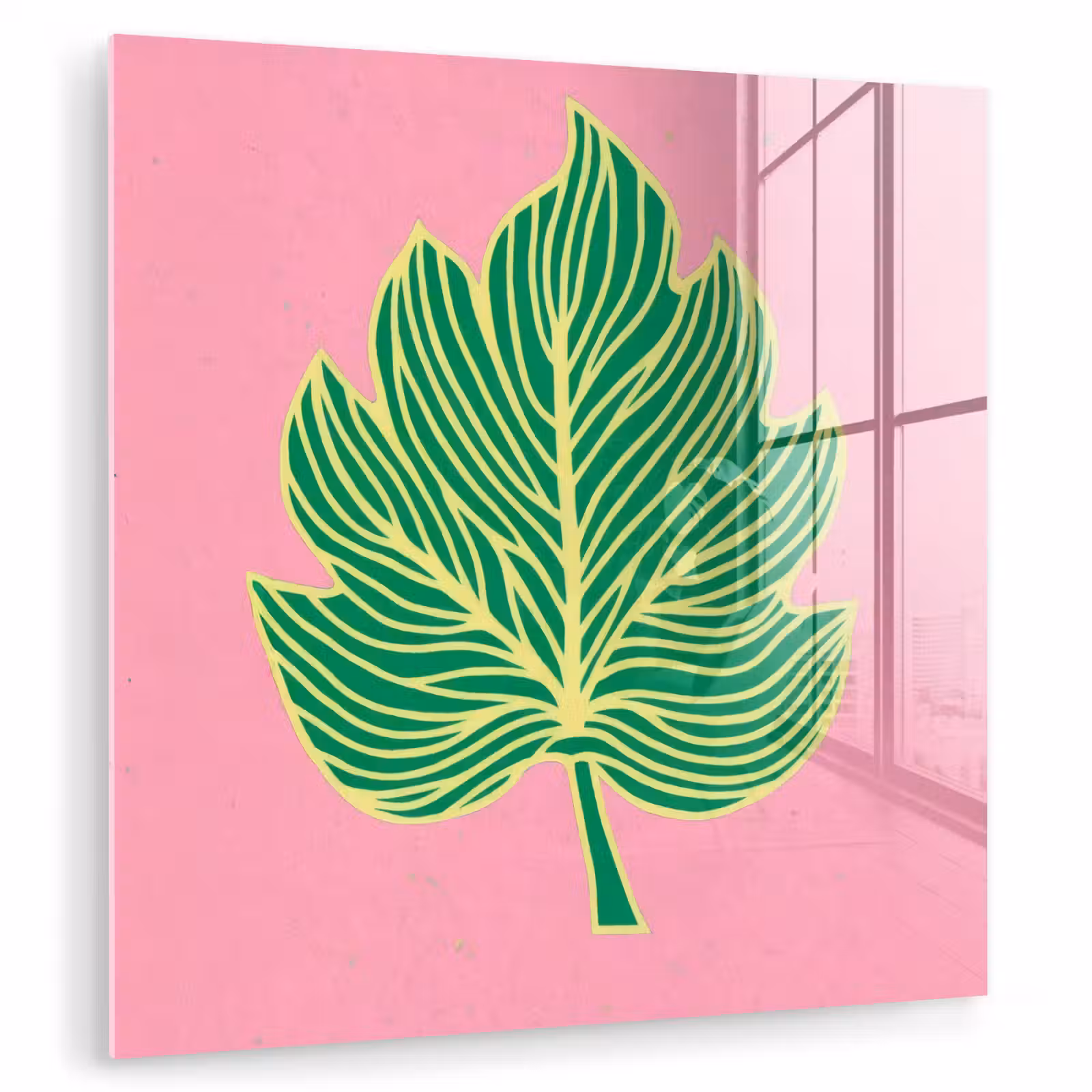 Glas schilderij - Blad - Groen - Illustratie - Minimalistisch — 1