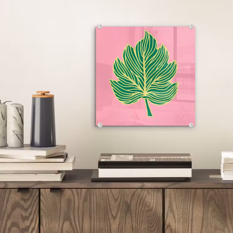 Glas schilderij - Blad - Groen - Illustratie - Minimalistisch — 2