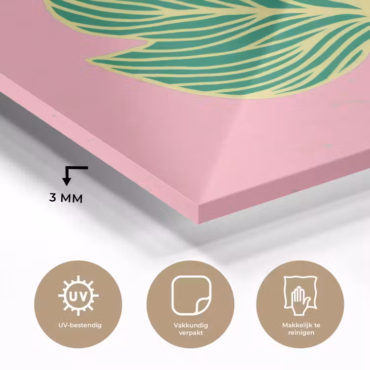 Glas schilderij - Blad - Groen - Illustratie - Minimalistisch — 3