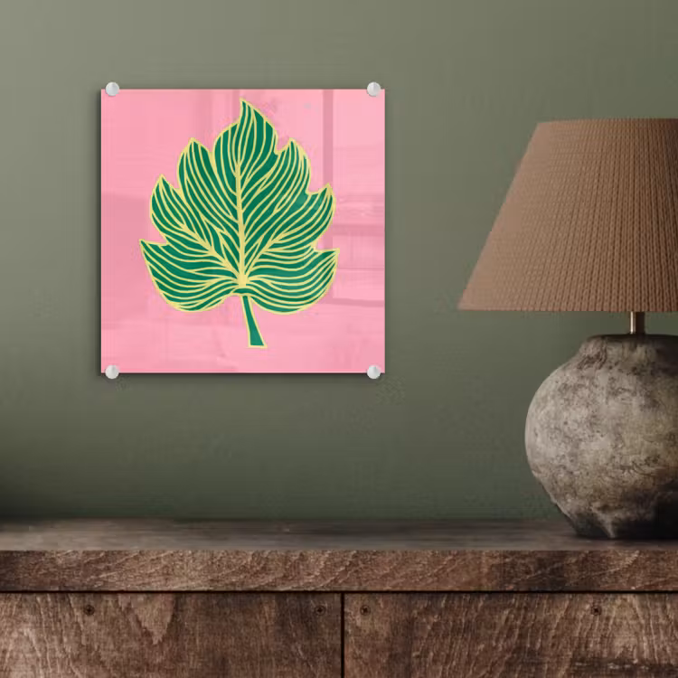 Glas schilderij - Blad - Groen - Illustratie - Minimalistisch — 4