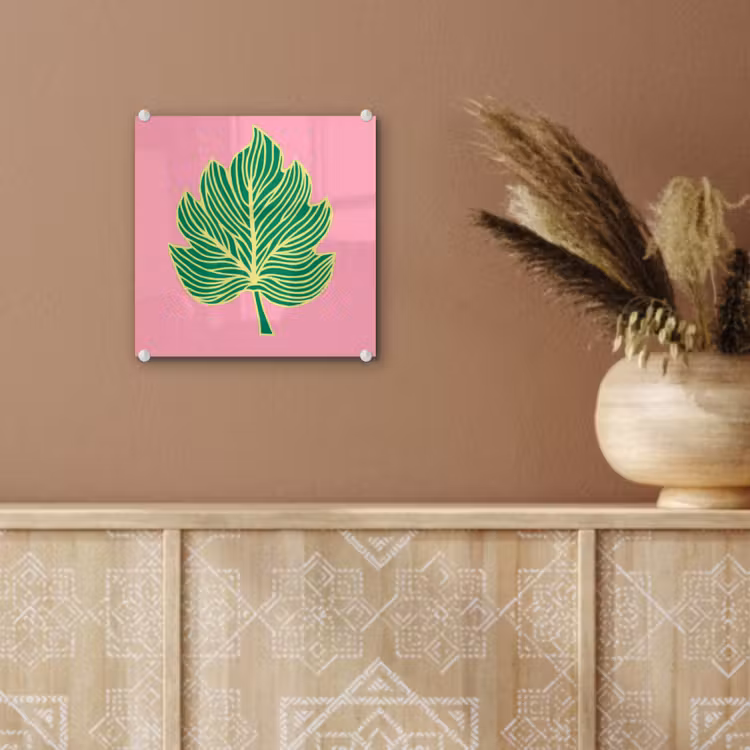 Glas schilderij - Blad - Groen - Illustratie - Minimalistisch — 6