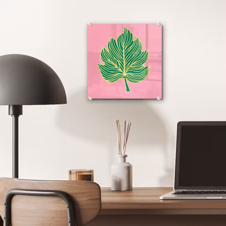 Glas schilderij - Blad - Groen - Illustratie - Minimalistisch — 7