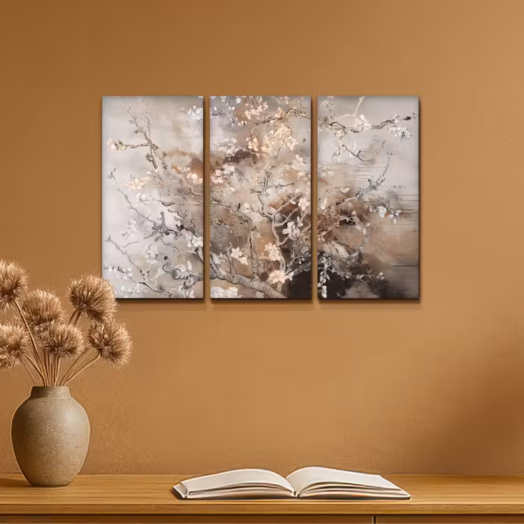 Meerluik schilderij - 3 luiken - Amandelbloesem - Abstract - Beige — 6