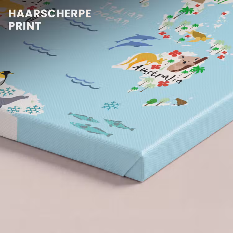 Canvas schilderij - Wereldkaart - Kinderen - Dieren - Blauw - Orka - Walvis — 4