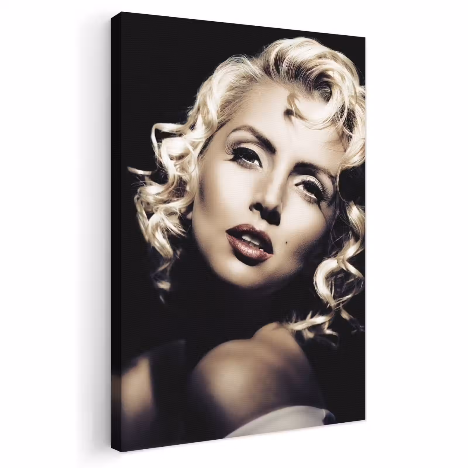 Canvas schilderij - Vrouw - Vintage - Lippenstift - Blond - Krullen — 1