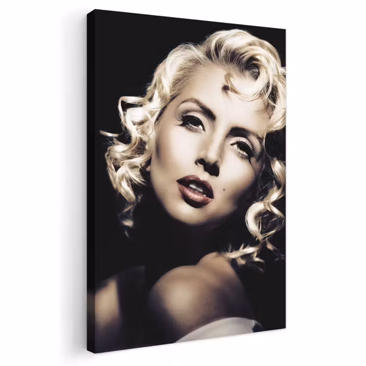 Canvas schilderij - Vrouw - Vintage - Lippenstift - Blond - Krullen — 1