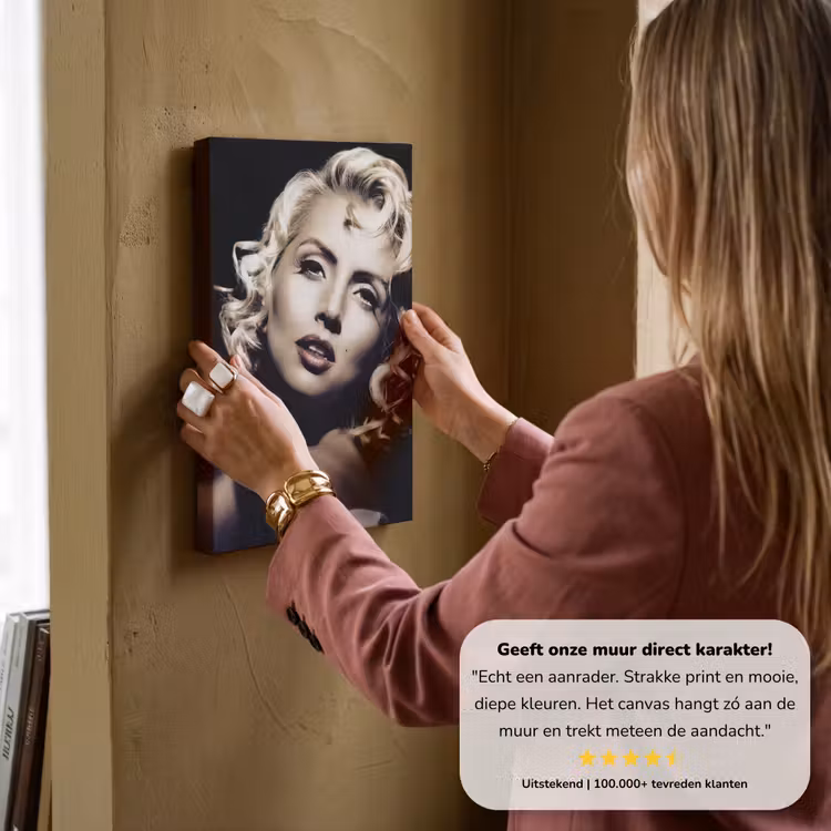 Canvas schilderij - Vrouw - Vintage - Lippenstift - Blond - Krullen — 3