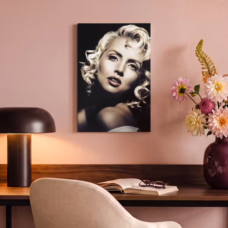 Canvas schilderij - Vrouw - Vintage - Lippenstift - Blond - Krullen — 6