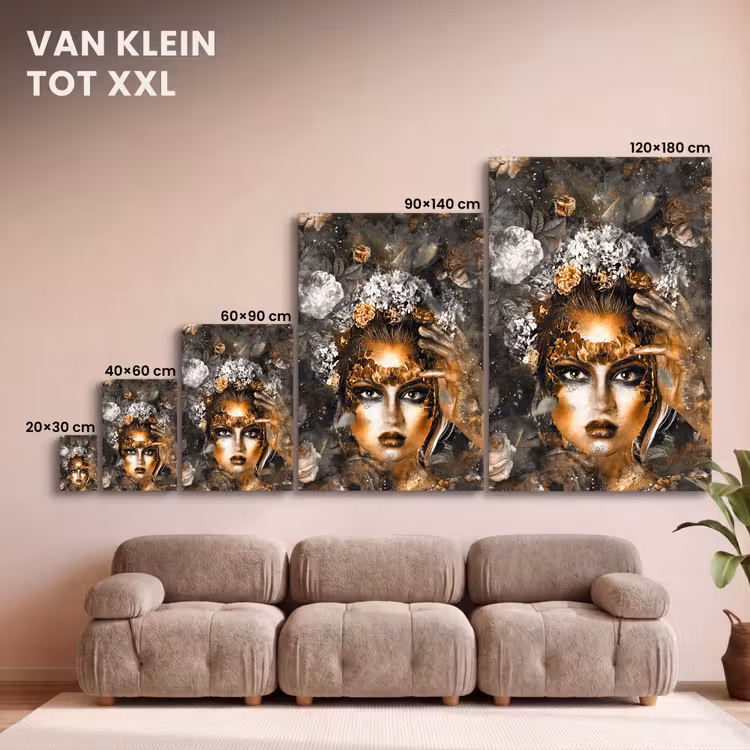 Canvas schilderij - Vrouwen - Bloemen - Goud — 8