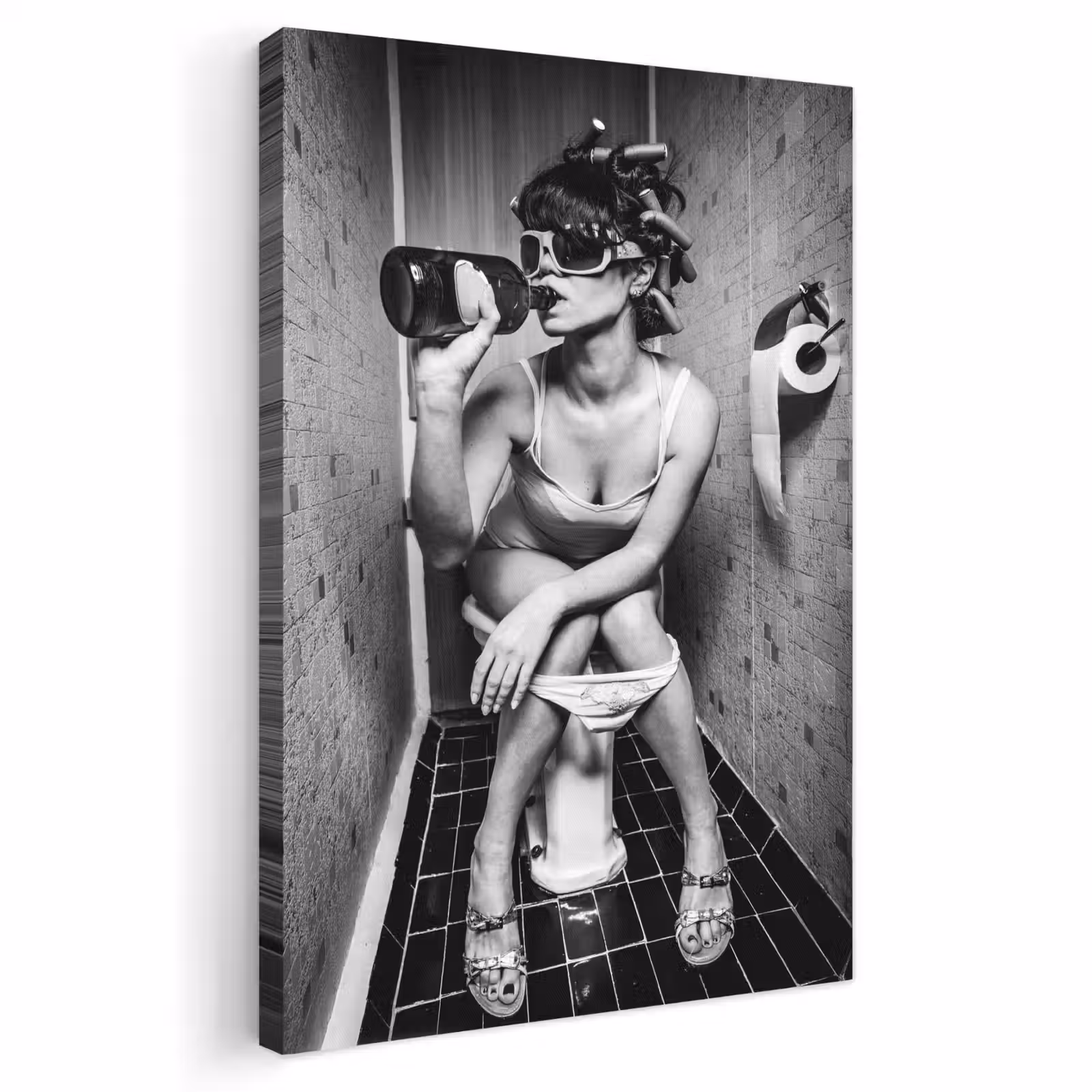 Canvas schilderij - Vrouw - Drank - Krulspelden — 1
