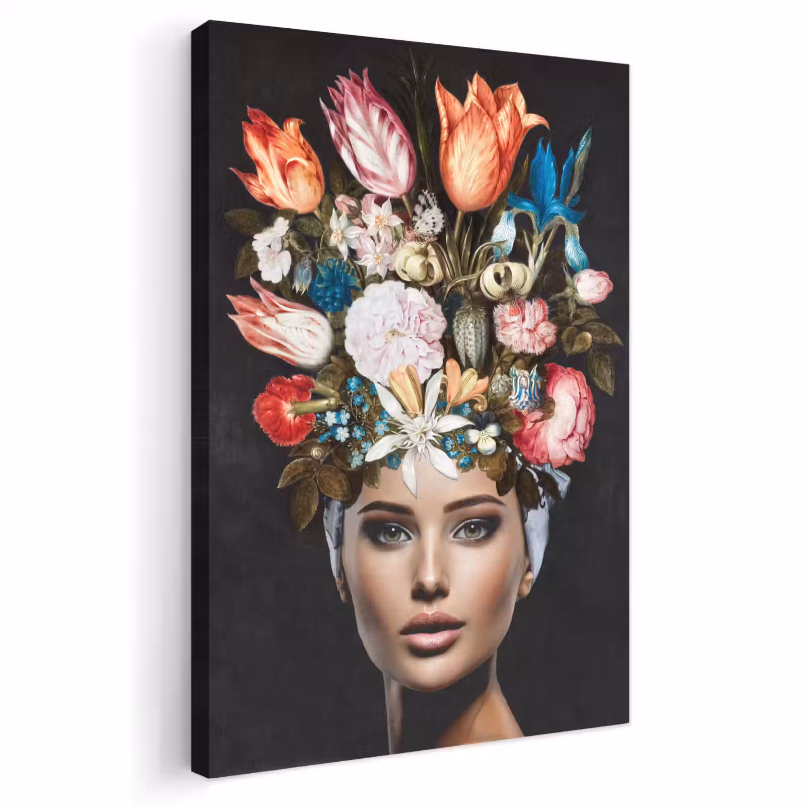 Canvas schilderij - Vrouw - Kleurrijk - Bloemen — 1