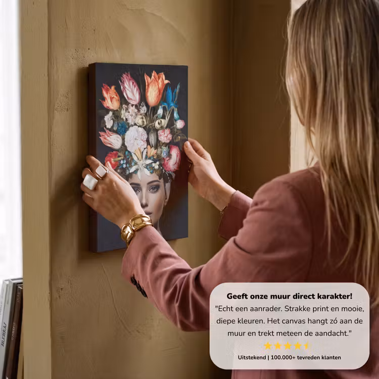 Canvas schilderij - Vrouw - Kleurrijk - Bloemen — 3
