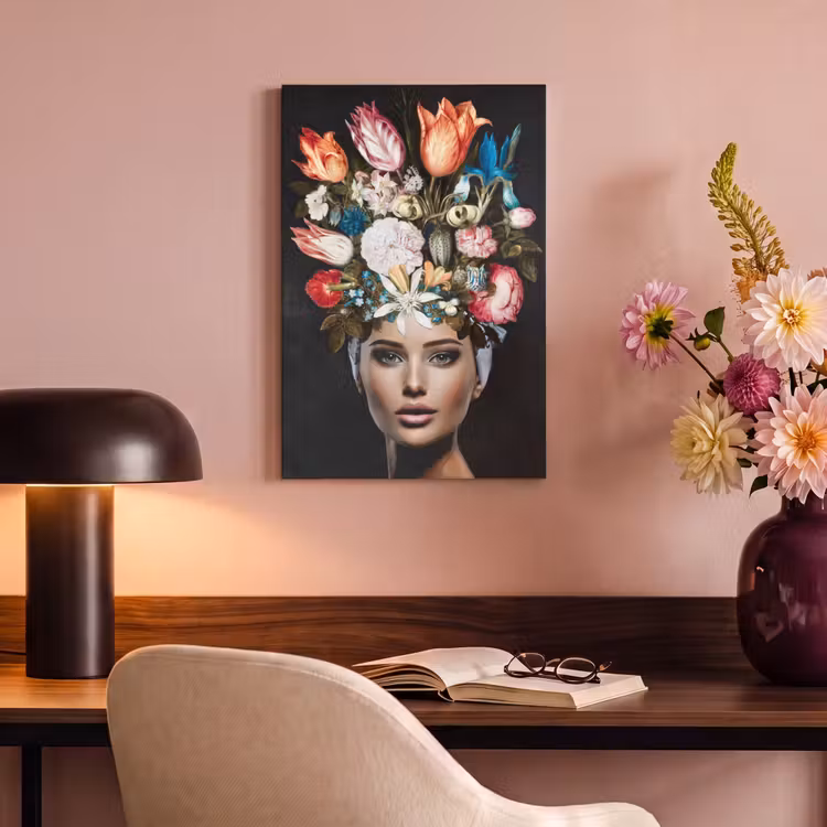 Canvas schilderij - Vrouw - Kleurrijk - Bloemen — 6